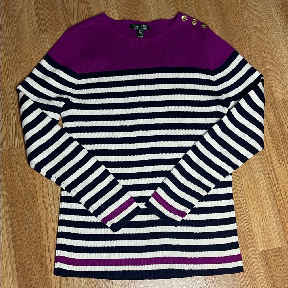 Ralph Lauren Purple and Navy Striped Sweater